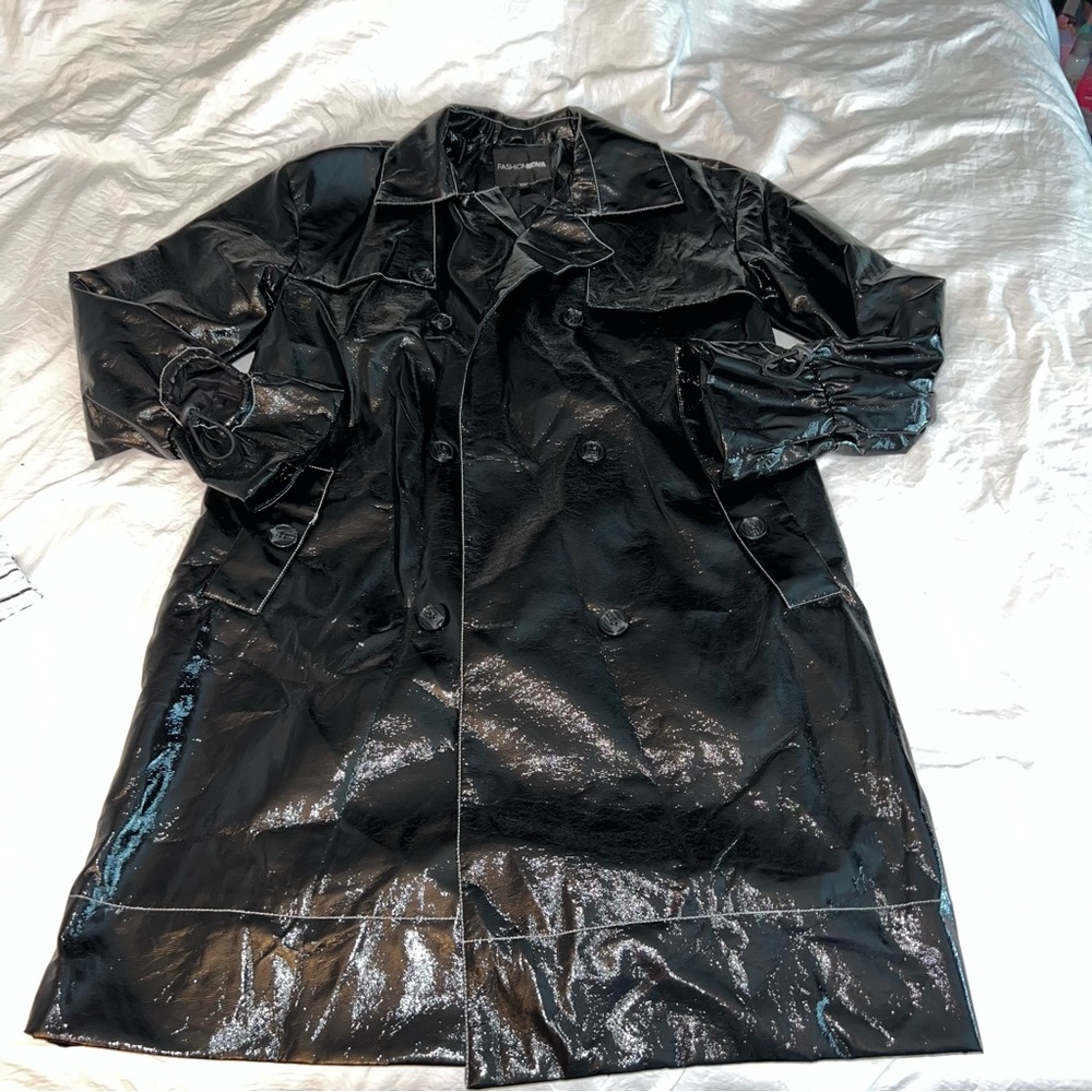 Black latex coat